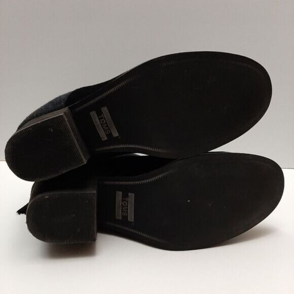 TOMS Lacy Suede & Felt Ankle Boots Chunky Block Heel Colorblock Black Grey Sz 9 - Picture 14 of 16